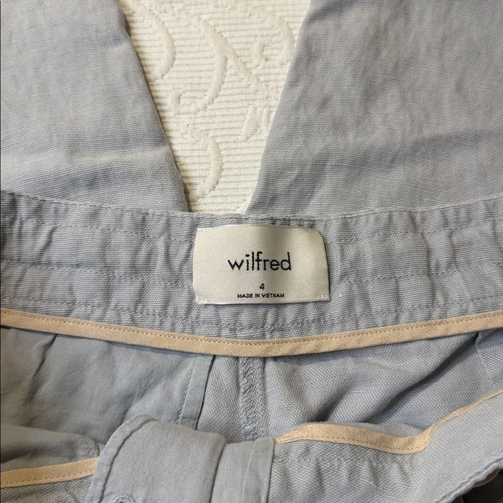 Wilfred Light Gray Drawstring Crop Joggers Linen Blend Size 4. Pockets